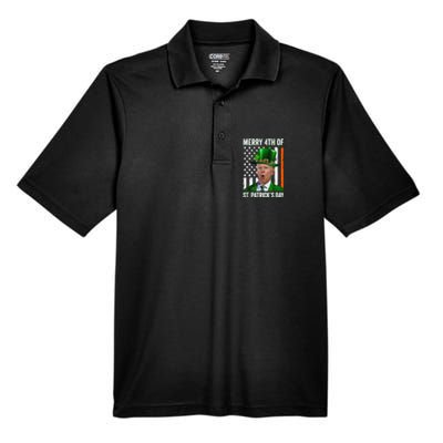 Funny Merry 4th Of St Patrick's Day Joe Biden Leprechaun Hat Men's Origin Performance Pique Polo