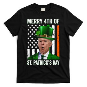 Funny Merry 4th Of St Patrick's Day Joe Biden Leprechaun Hat T-Shirt