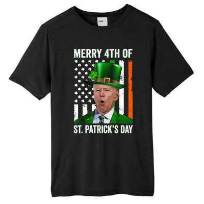 Funny Merry 4th Of St Patrick's Day Joe Biden Leprechaun Hat Tall Fusion ChromaSoft Performance T-Shirt