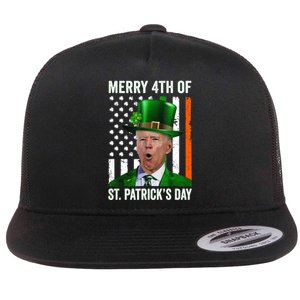 Funny Merry 4th Of St Patrick's Day Joe Biden Leprechaun Hat Flat Bill Trucker Hat