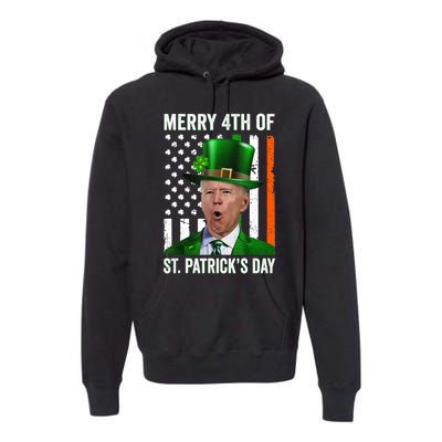 Funny Merry 4th Of St Patrick's Day Joe Biden Leprechaun Hat Premium Hoodie