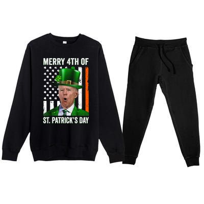 Funny Merry 4th Of St Patrick's Day Joe Biden Leprechaun Hat Premium Crewneck Sweatsuit Set