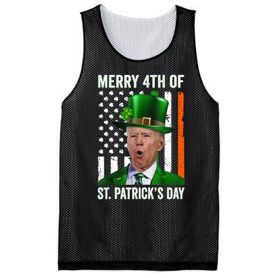 Funny Merry 4th Of St Patrick's Day Joe Biden Leprechaun Hat Mesh Reversible Basketball Jersey Tank