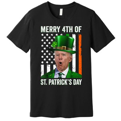 Funny Merry 4th Of St Patrick's Day Joe Biden Leprechaun Hat Premium T-Shirt