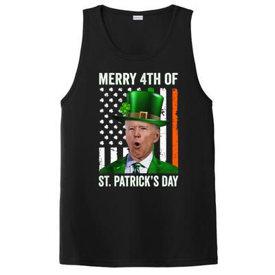 Funny Merry 4th Of St Patrick's Day Joe Biden Leprechaun Hat PosiCharge Competitor Tank