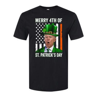 Funny Merry 4th Of St Patrick's Day Joe Biden Leprechaun Hat Softstyle CVC T-Shirt