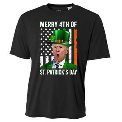 Funny Merry 4th Of St Patrick's Day Joe Biden Leprechaun Hat Cooling Performance Crew T-Shirt