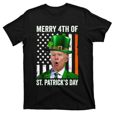 Funny Merry 4th Of St Patrick's Day Joe Biden Leprechaun Hat T-Shirt