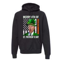 Funny Merry 4th Of St Patrick's Day Joe Biden Leprechaun Hat Premium Hoodie