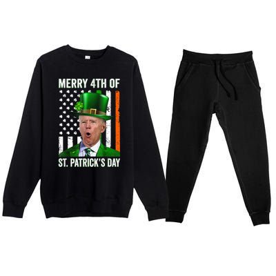 Funny Merry 4th Of St Patrick's Day Joe Biden Leprechaun Hat Premium Crewneck Sweatsuit Set