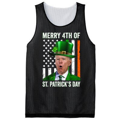 Funny Merry 4th Of St Patrick's Day Joe Biden Leprechaun Hat Mesh Reversible Basketball Jersey Tank