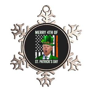 Funny Merry 4th Of St Patrick's Day Joe Biden Leprechaun Hat Metallic Star Ornament