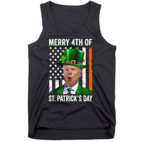 Funny Merry 4th Of St Patrick's Day Joe Biden Leprechaun Hat Tank Top