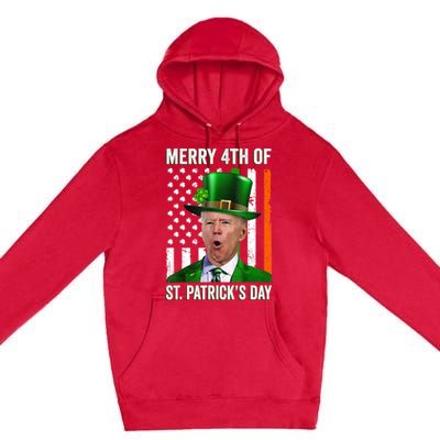 Funny Merry 4th Of St Patrick's Day Joe Biden Leprechaun Hat Premium Pullover Hoodie