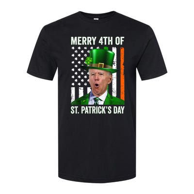 Funny Merry 4th Of St Patrick's Day Joe Biden Leprechaun Hat Softstyle CVC T-Shirt