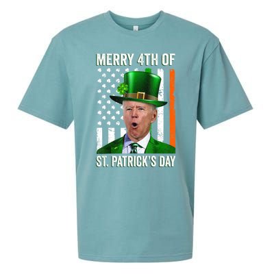 Funny Merry 4th Of St Patrick's Day Joe Biden Leprechaun Hat Sueded Cloud Jersey T-Shirt