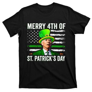 Funny Merry 4th Of St Patrick's Day Joe Biden Leprechaun Hat T-Shirt