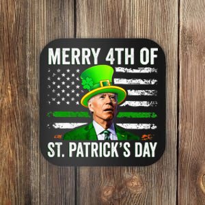 Funny Merry 4th Of St Patrick's Day Joe Biden Leprechaun Hat Coaster