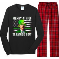 Funny Merry 4th Of St Patrick's Day Joe Biden Leprechaun Hat Long Sleeve Pajama Set