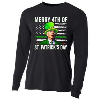 Funny Merry 4th Of St Patrick's Day Joe Biden Leprechaun Hat Cooling Performance Long Sleeve Crew