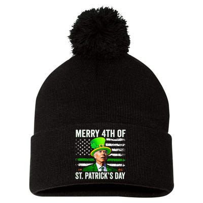 Funny Merry 4th Of St Patrick's Day Joe Biden Leprechaun Hat Pom Pom 12in Knit Beanie