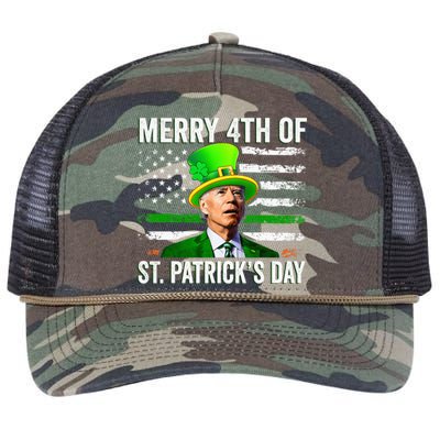 Funny Merry 4th Of St Patrick's Day Joe Biden Leprechaun Hat Retro Rope Trucker Hat Cap