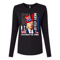 Funny Merry 4th Of You Know..The Thing 4th Of July USA Flag Womens Cotton Relaxed Long Sleeve T-Shirt