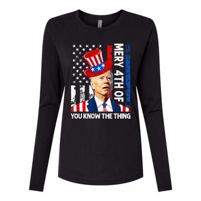 Funny Merry 4th Of You Know..The Thing 4th Of July USA Flag Womens Cotton Relaxed Long Sleeve T-Shirt