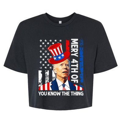 Funny Merry 4th Of You Know..The Thing 4th Of July USA Flag Bella+Canvas Jersey Crop Tee