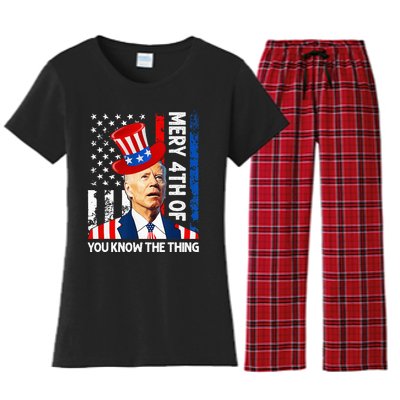 Funny Merry 4th Of You Know..The Thing 4th Of July USA Flag Women's Flannel Pajama Set