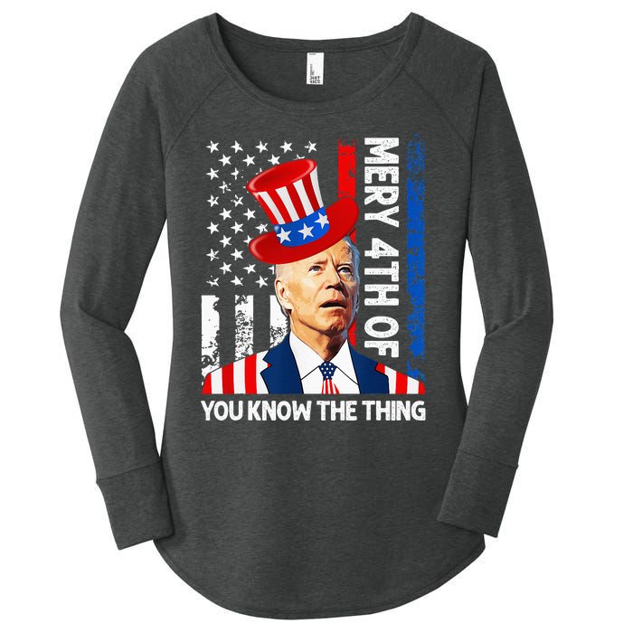 Funny Merry 4th Of You Know..The Thing 4th Of July USA Flag Women's Perfect Tri Tunic Long Sleeve Shirt