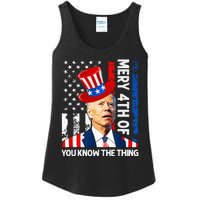 Funny Merry 4th Of You Know..The Thing 4th Of July USA Flag Ladies Essential Tank