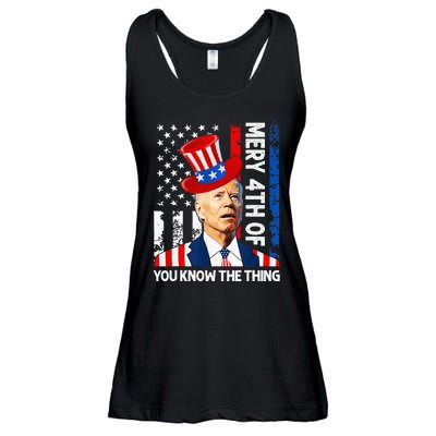 Funny Merry 4th Of You Know..The Thing 4th Of July USA Flag Ladies Essential Flowy Tank