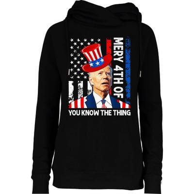 Funny Merry 4th Of You Know..The Thing 4th Of July USA Flag Womens Funnel Neck Pullover Hood