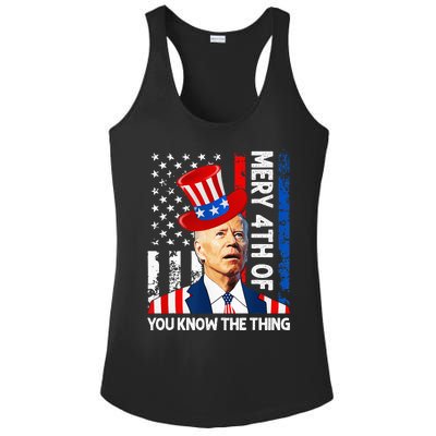 Funny Merry 4th Of You Know..The Thing 4th Of July USA Flag Ladies PosiCharge Competitor Racerback Tank