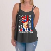 Funny Merry 4th Of You Know..The Thing 4th Of July USA Flag Women's Strappy Tank