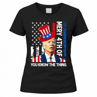 Funny Merry 4th Of You Know..The Thing 4th Of July USA Flag Women's T-Shirt