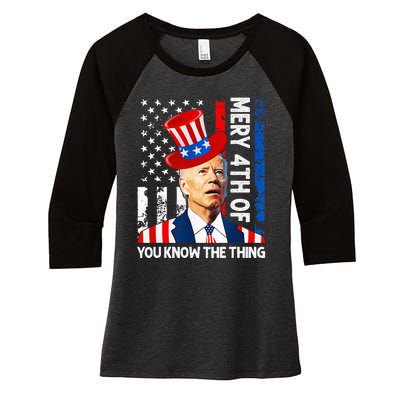 Funny Merry 4th Of You Know..The Thing 4th Of July USA Flag Women's Tri-Blend 3/4-Sleeve Raglan Shirt