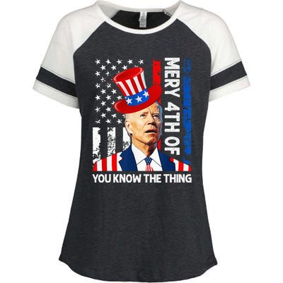 Funny Merry 4th Of You Know..The Thing 4th Of July USA Flag Enza Ladies Jersey Colorblock Tee