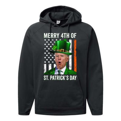 Funny Merry 4th Of St Patrick's Day Joe Biden Leprechaun Hat  Performance Fleece Hoodie