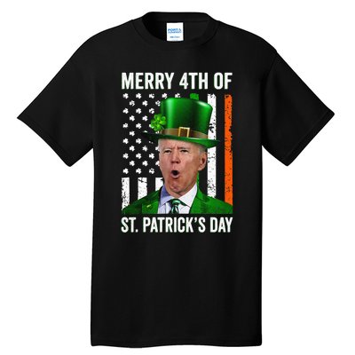 Funny Merry 4th Of St Patrick's Day Joe Biden Leprechaun Hat  Tall T-Shirt