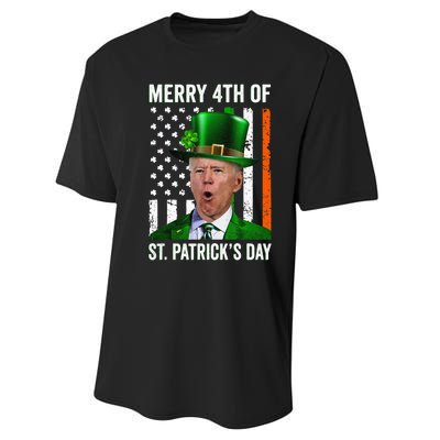 Funny Merry 4th Of St Patrick's Day Joe Biden Leprechaun Hat  Performance Sprint T-Shirt