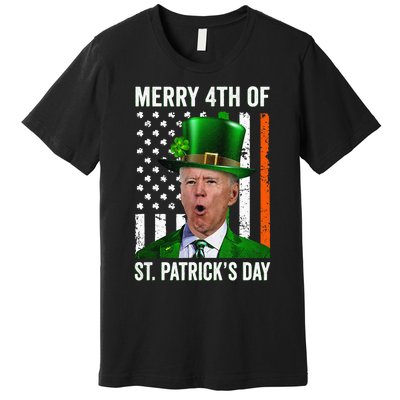 Funny Merry 4th Of St Patrick's Day Joe Biden Leprechaun Hat  Premium T-Shirt