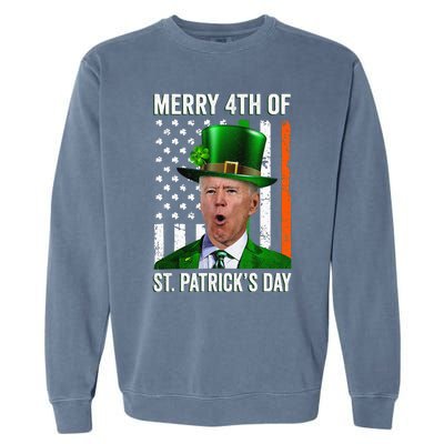 Funny Merry 4th Of St Patrick's Day Joe Biden Leprechaun Hat  Garment-Dyed Sweatshirt