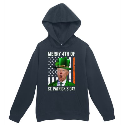 Funny Merry 4th Of St Patrick's Day Joe Biden Leprechaun Hat  Urban Pullover Hoodie