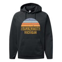 Frankenmuth Michigan 70s 80s Vintage Distressed Retro Performance Fleece Hoodie