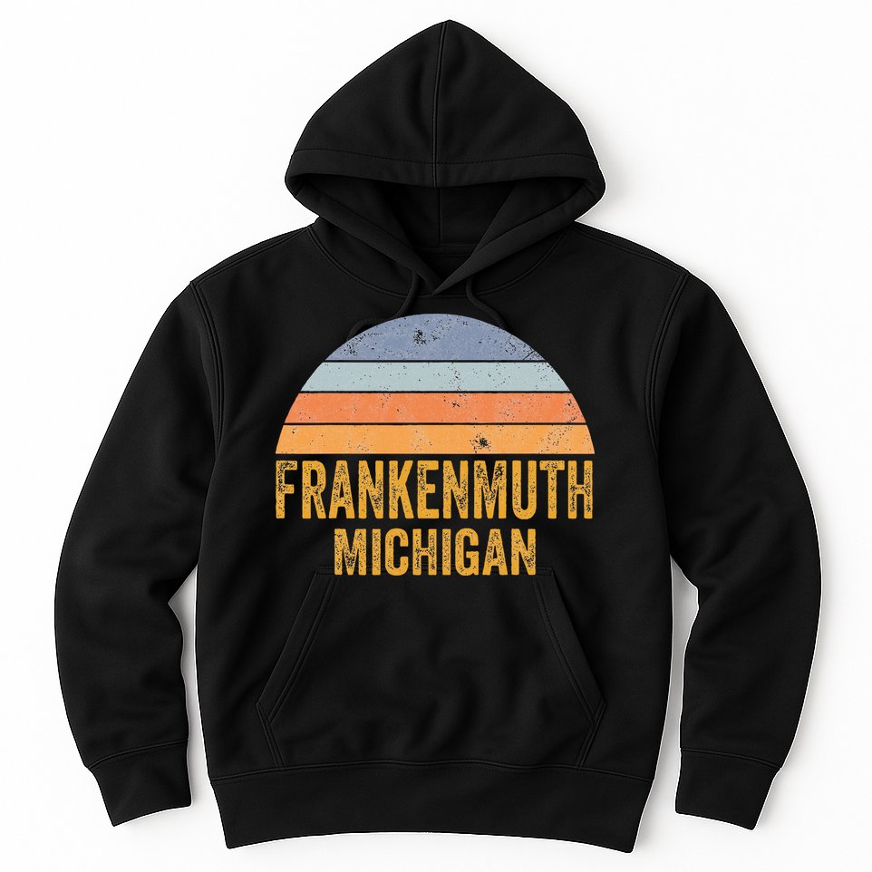 Frankenmuth Michigan 70s 80s Vintage Distressed Retro Hoodie