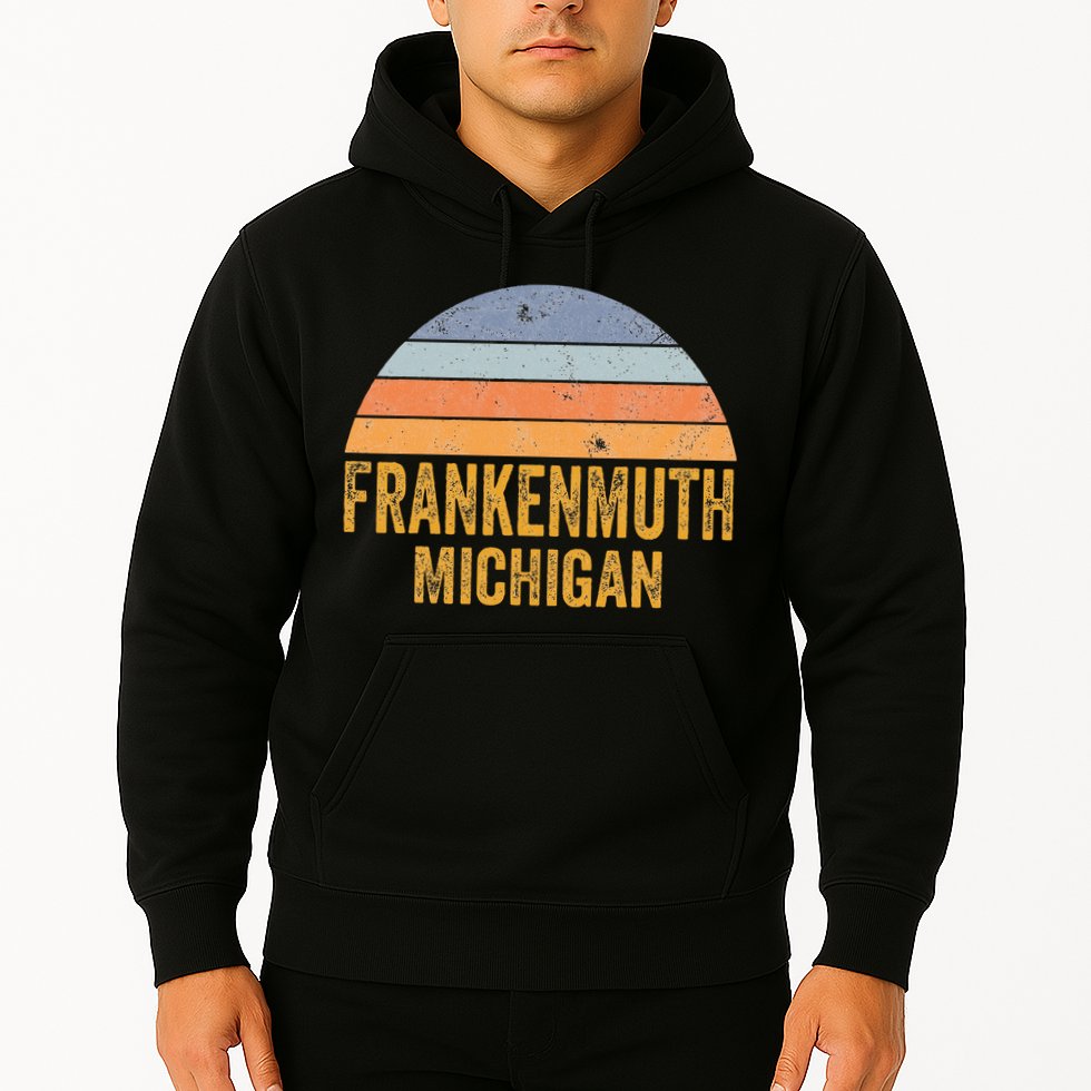 Frankenmuth Michigan 70s 80s Vintage Distressed Retro Hoodie