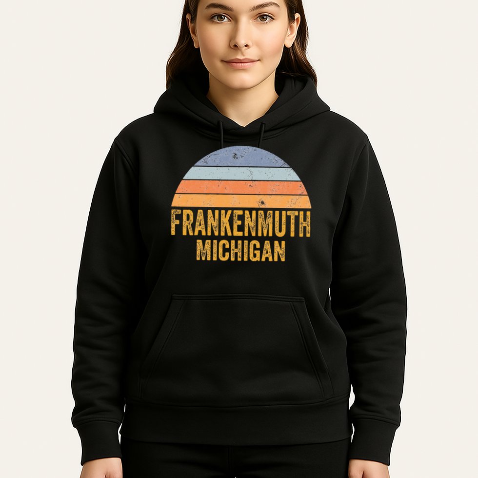 Frankenmuth Michigan 70s 80s Vintage Distressed Retro Hoodie