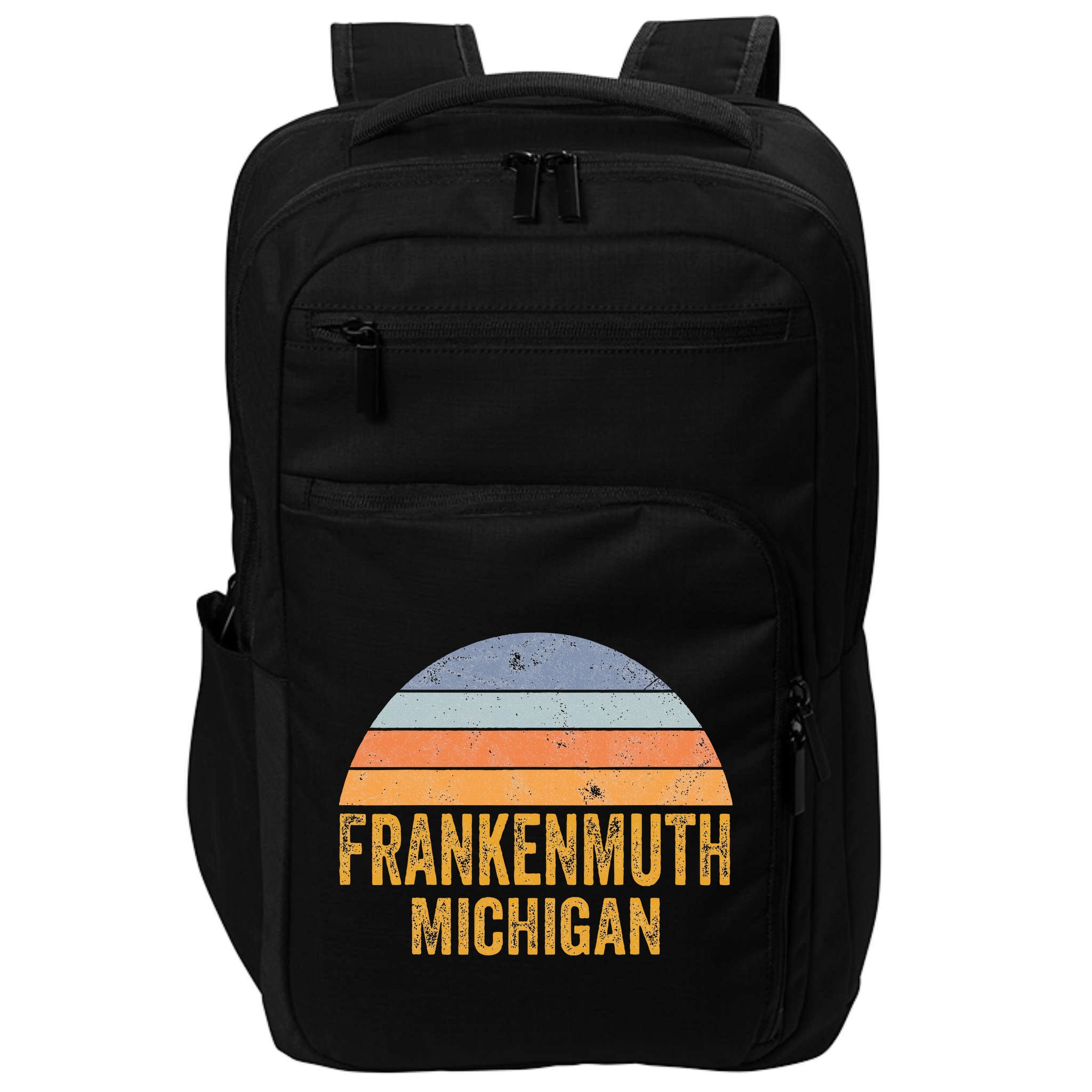 Frankenmuth Michigan 70s 80s Vintage Distressed Retro Impact Tech Backpack